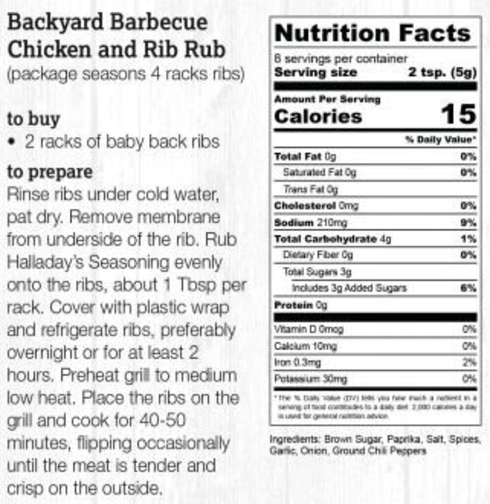 Halladay's Barbeque Rub for Chicken & Ribs