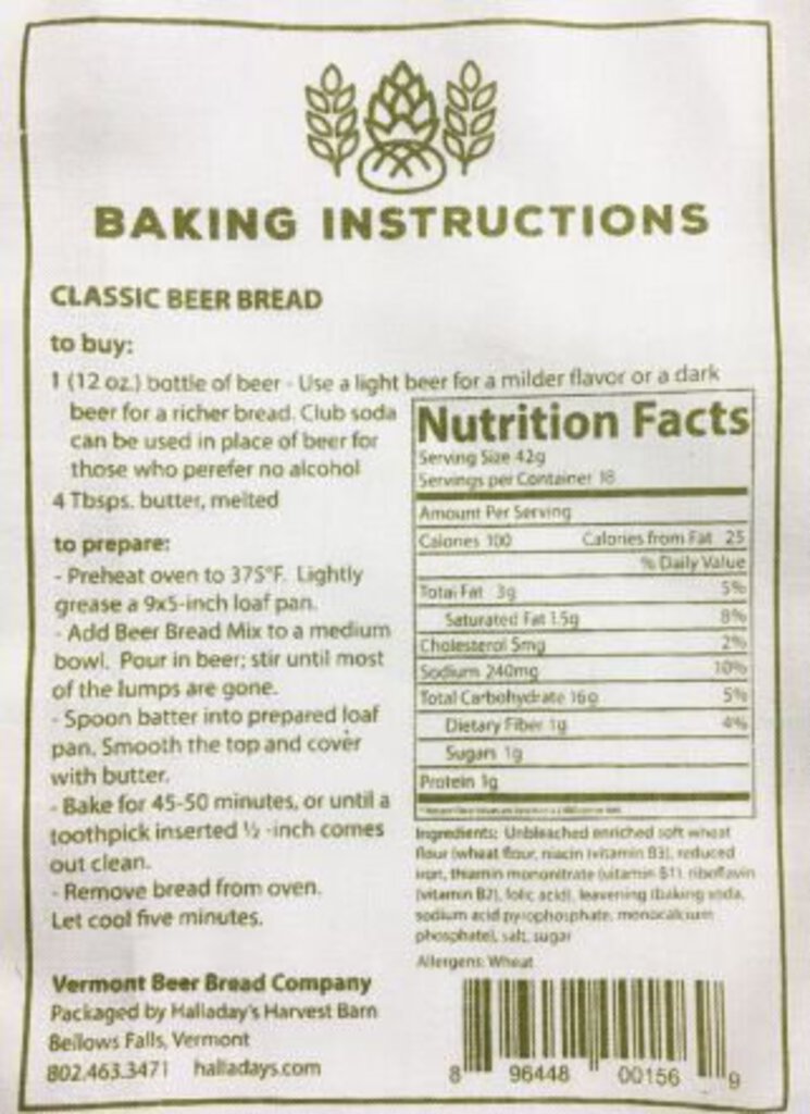 Halladay's Vermont Beer Bread Classic Mix