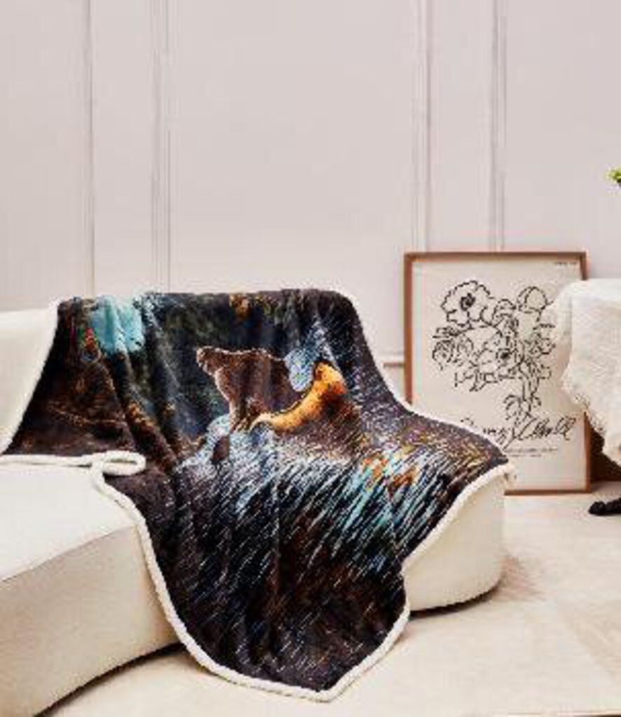DTR24148 50x60 Down the River Sasquatch Flannel Throw