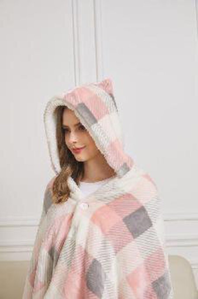 DHTR24072 Pink/Grey Plaid Wearable Throw
