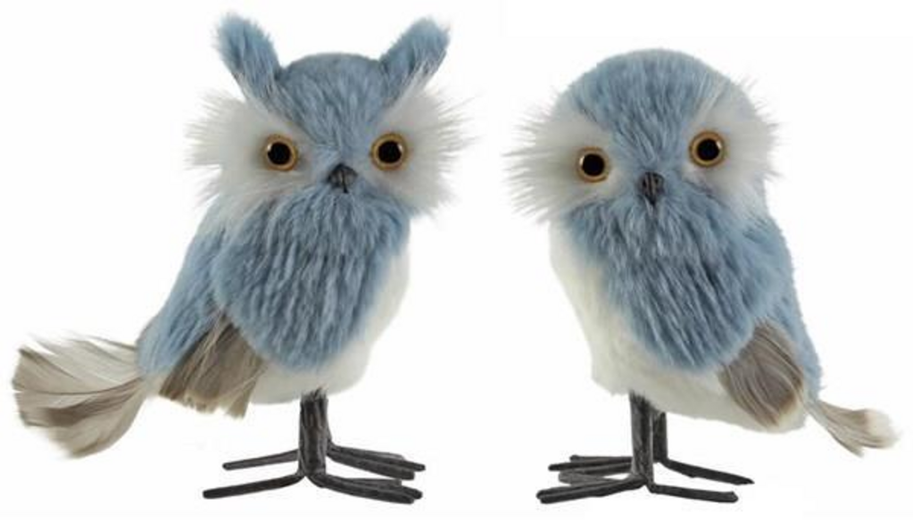 TT8229 5-5.75"H Faux Fur Standing Owl