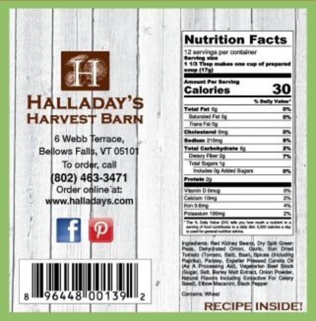 Halladay's Minestrone Soup Mix