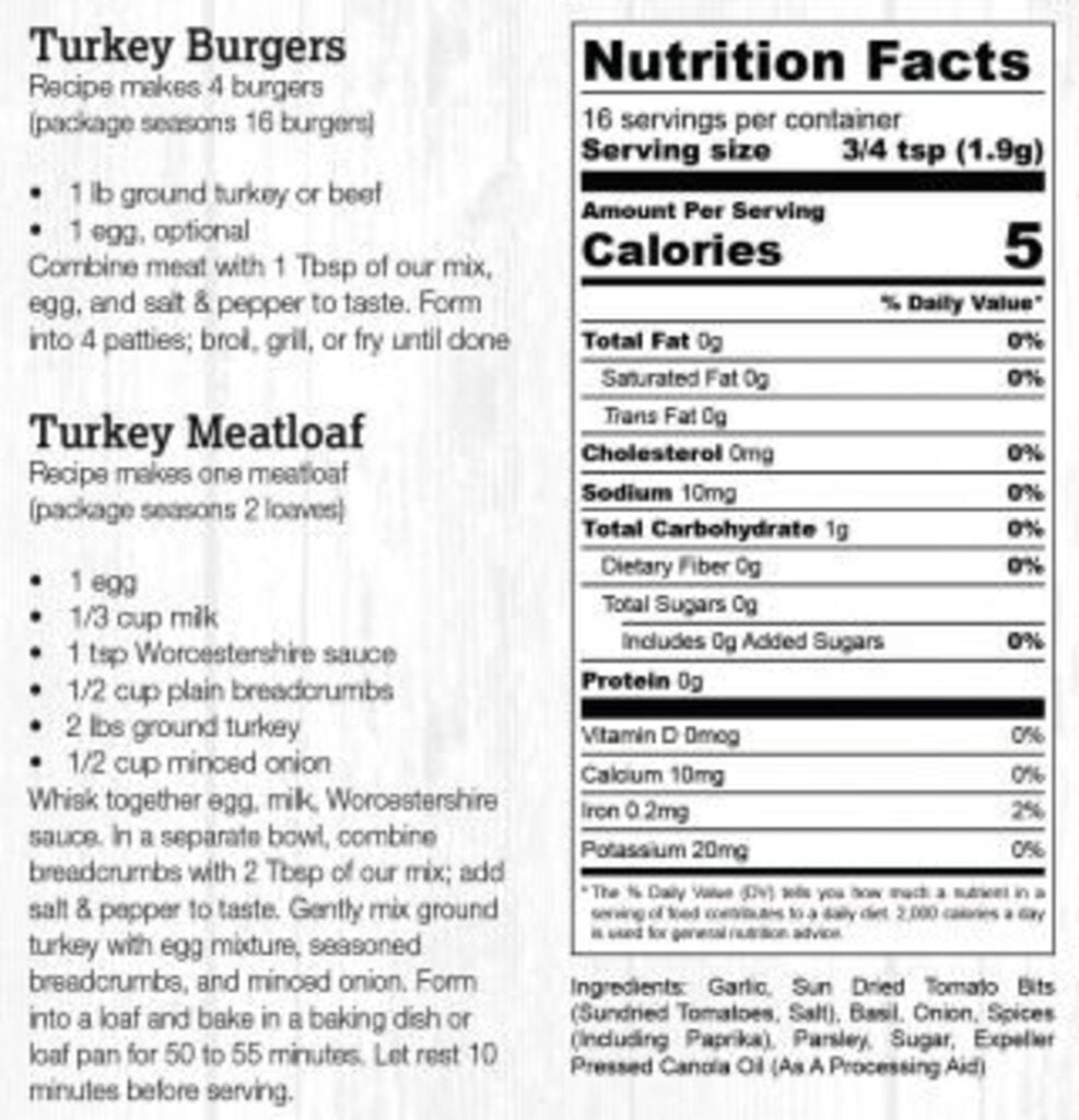 Halladay's Sundried Tomato Basil Burger