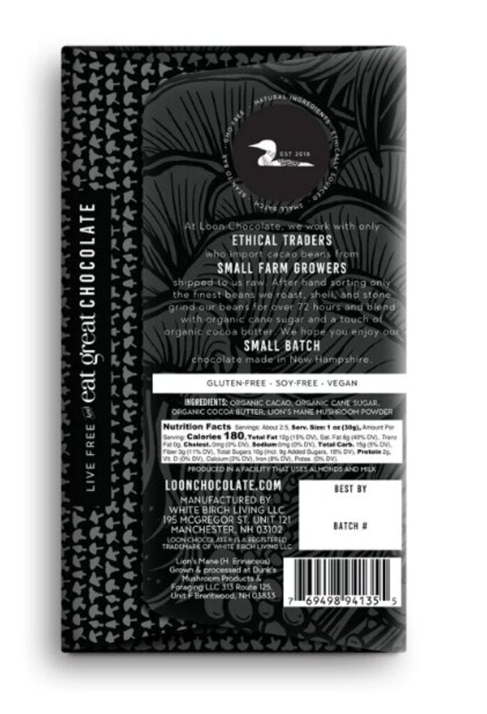 Loon Chocolate Lion's Mane Dark Chocolate