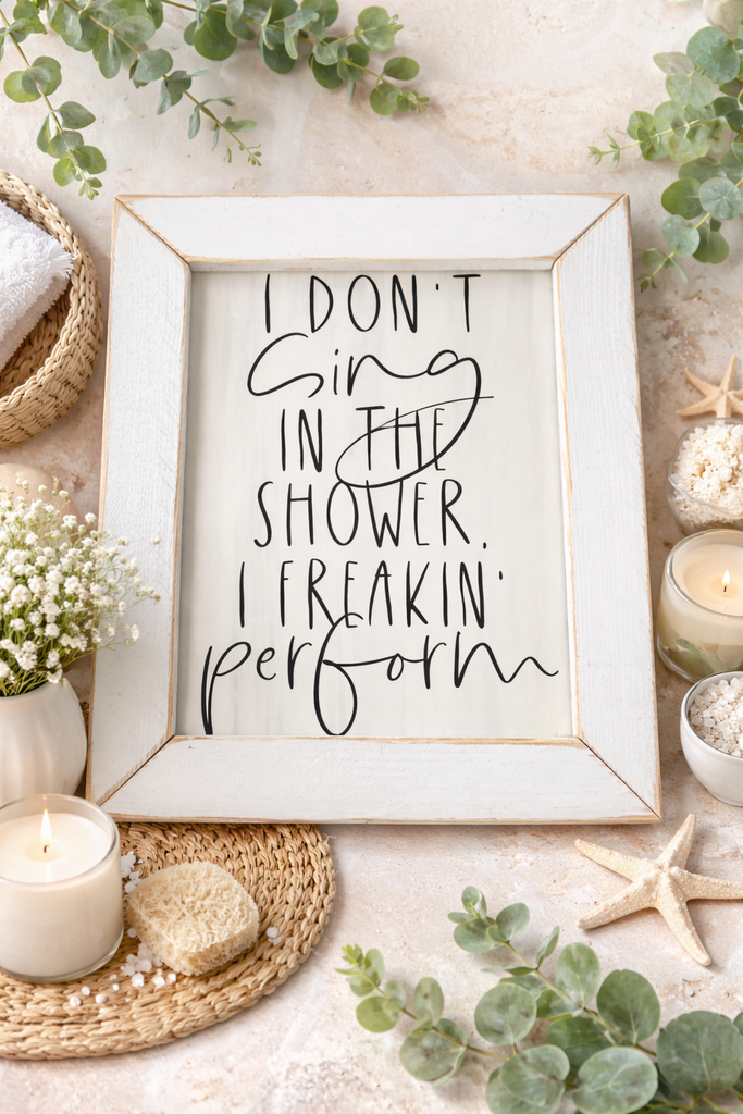 I Don't Sing in the Shower 8x10 White Frame