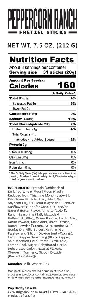 Pop Daddy Peppercorn Ranch Pretzels