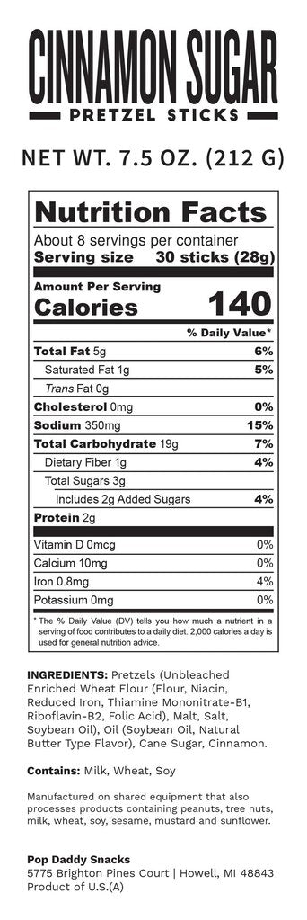 Pop Daddy Cinnamon Sugar Pretzels