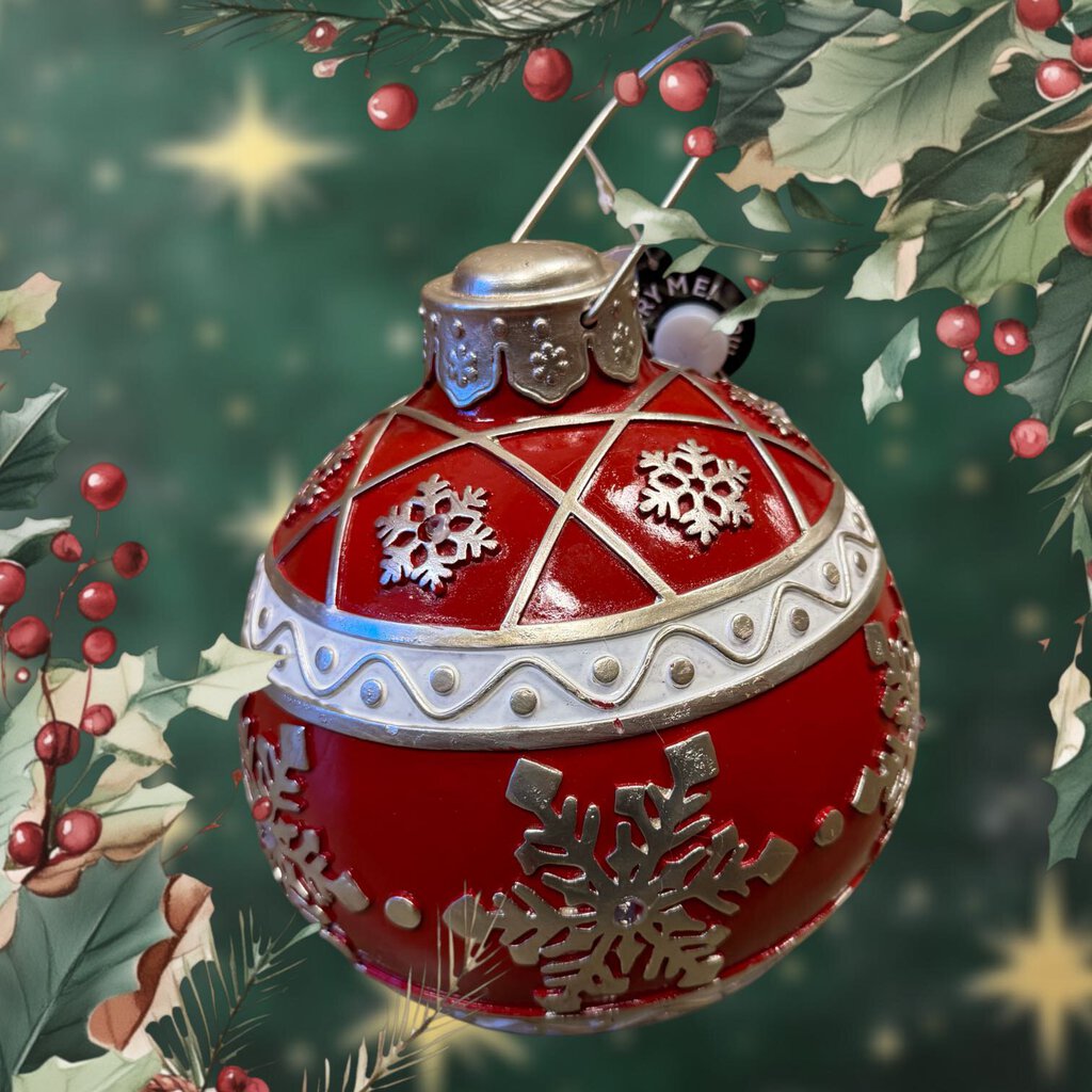 327-03154 Asst 8" Christmas Poly Ornament White