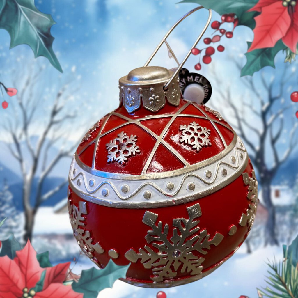 327-03154 Asst 8" Christmas Poly Ornament White