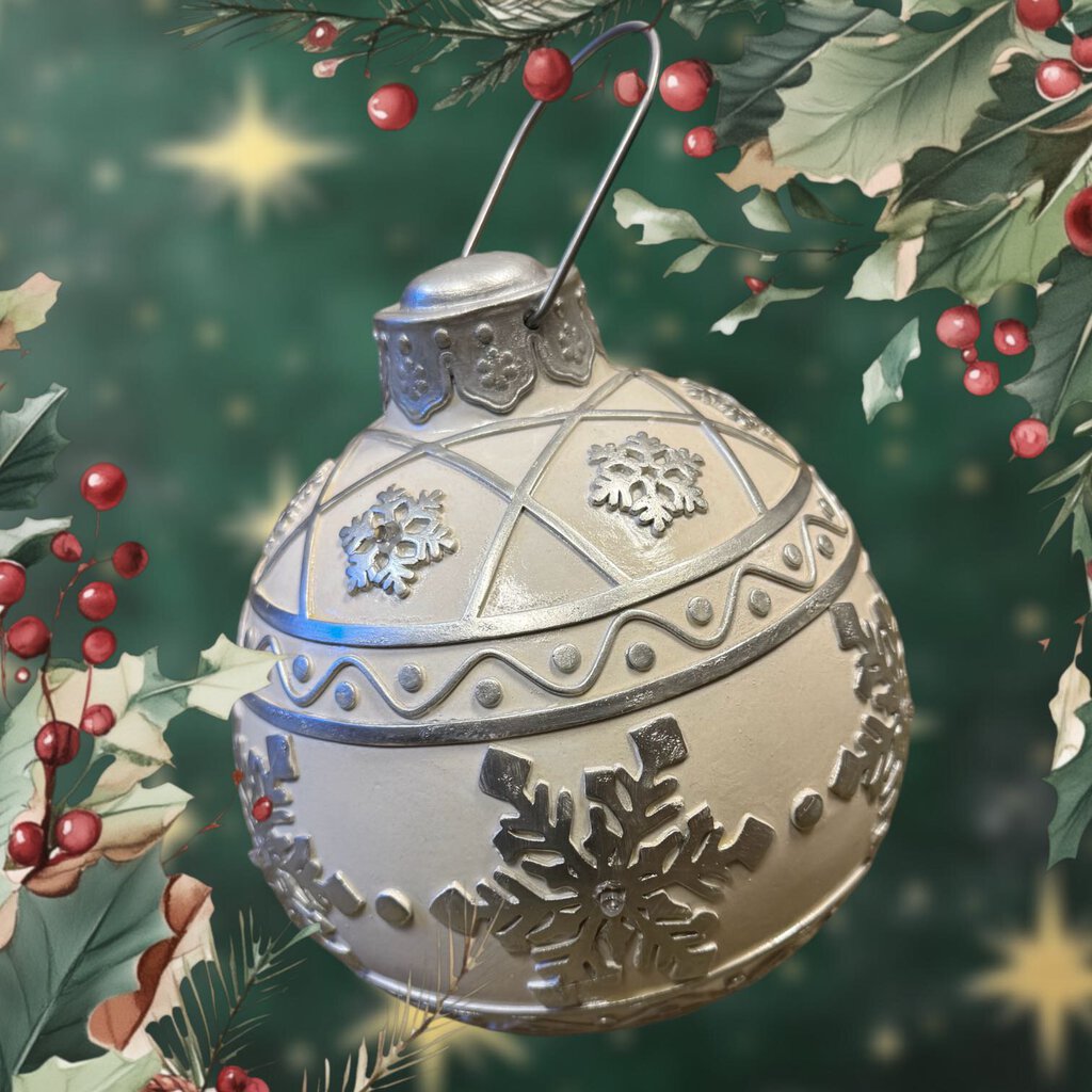 327-03154 Asst 8" Christmas Poly Ornament White