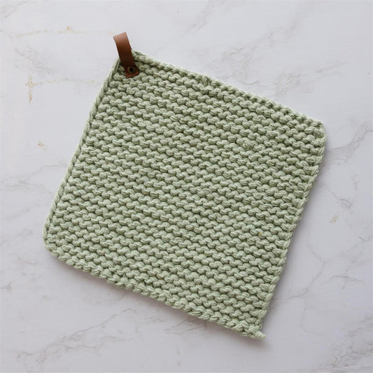 Knitted Pot Holder - Mint Green