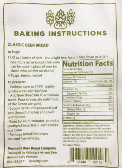 Halladay's Vermont Beer Bread Classic Mix