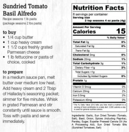 Halladay's Sundried Tomato Basil Alfredo