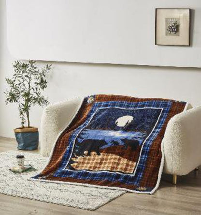 DTR10110 50x60 MoonDance Flannel & Sherpa Throw
