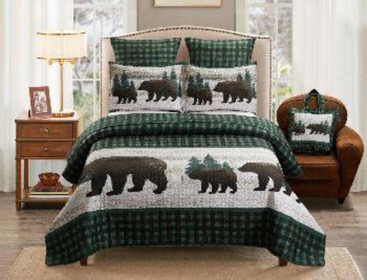 DQ24111K King Bear Wilderness Quilt Set