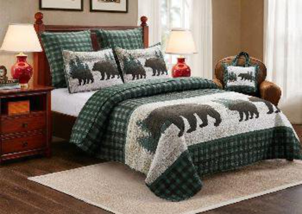 DQ24111K King Bear Wilderness Quilt Set