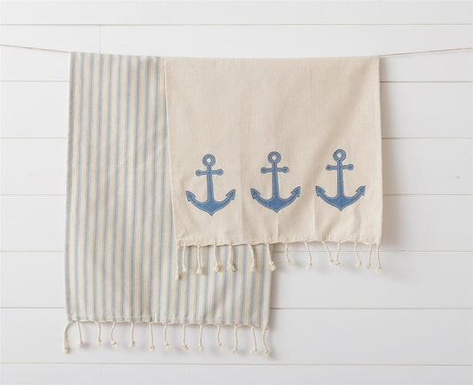 Tea Towels- Nautical Blue Anchors