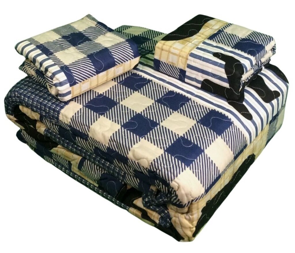 DQ10022FQ Black Bear Plaid Quilt Set