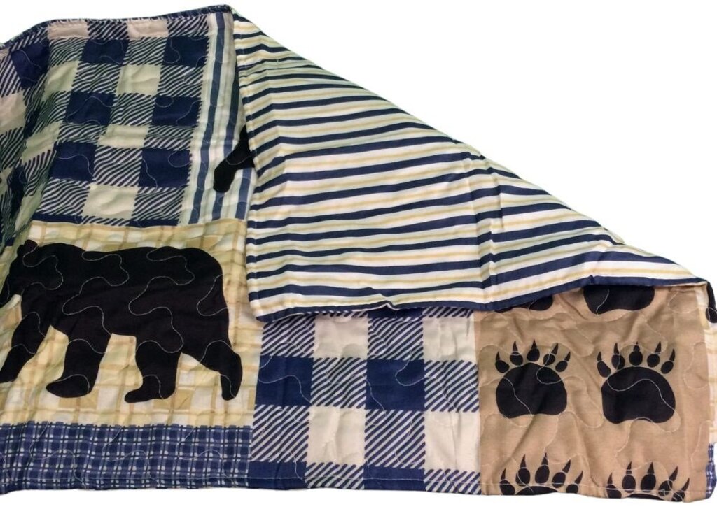 DQ10022FQ Black Bear Plaid Quilt Set