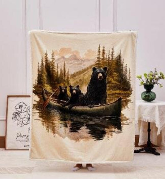 DTR24147 50x60 Three Bears Flannel Throw