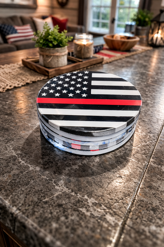 SL02538 Red Line 5PC Ceramic Coaster Set