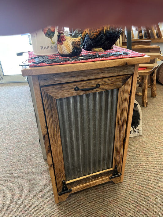 Oak Trash Can Cabinet