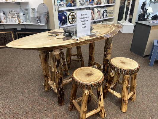 Oval Pub Table (Balm of Gilead) w 4 Stools