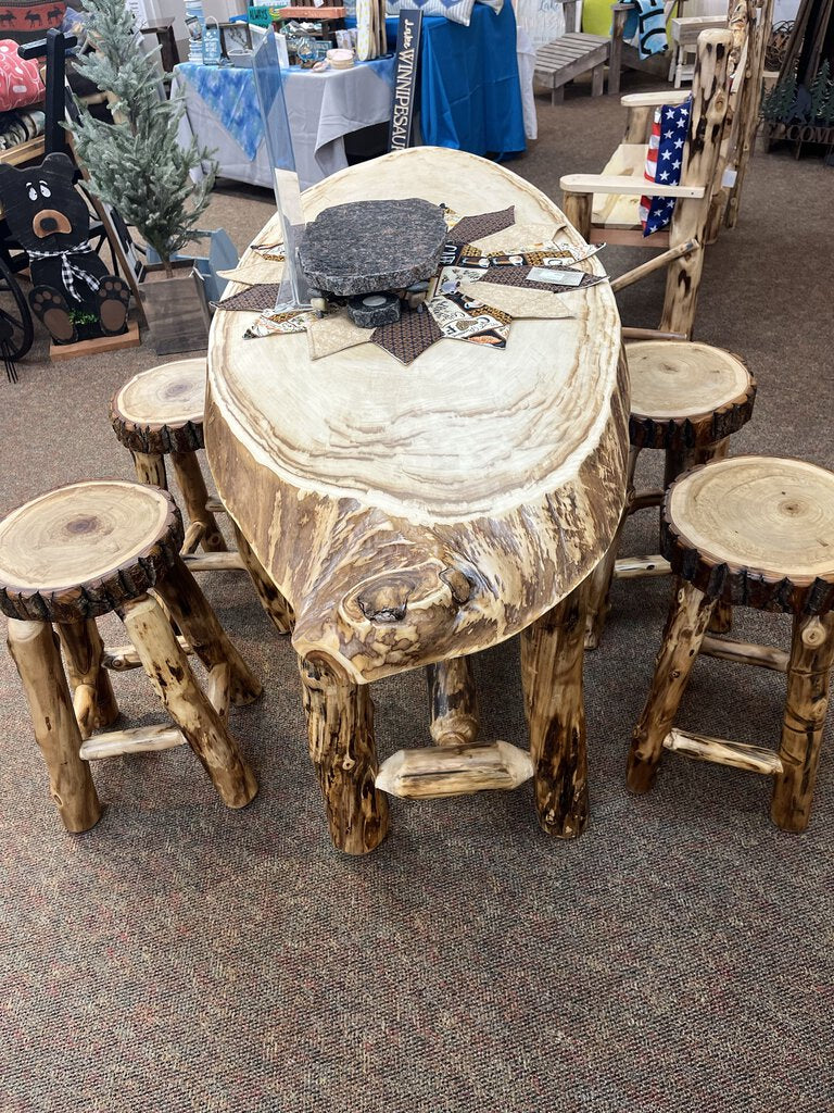 Oval Pub Table (Balm of Gilead) w 4 Stools