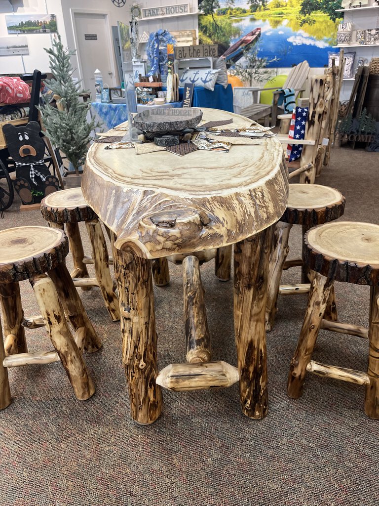 Oval Pub Table (Balm of Gilead) w 4 Stools