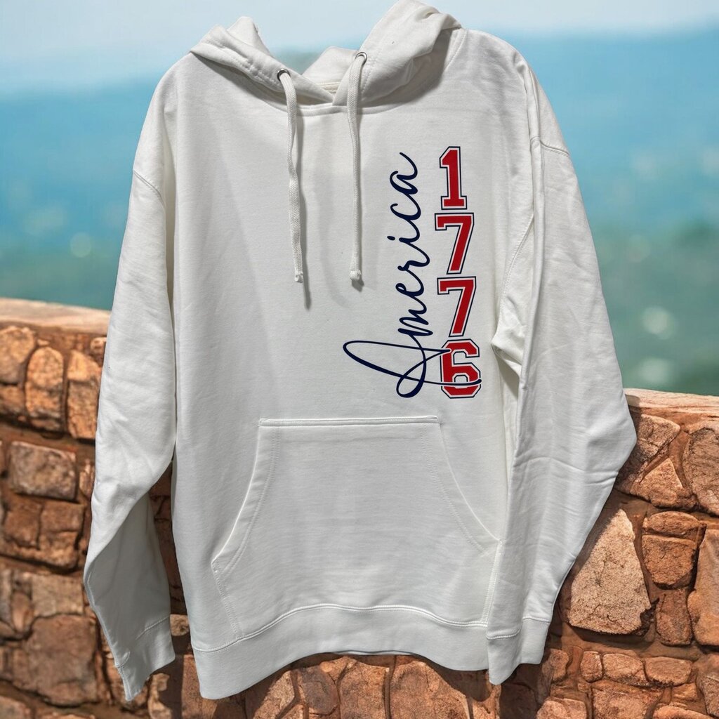 1776 Patriotic White Hoodie 2XL