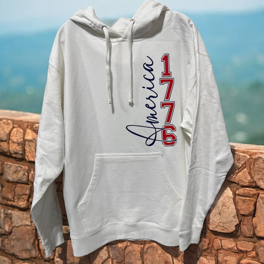 1776 Patriotic White Hoodie 2XL