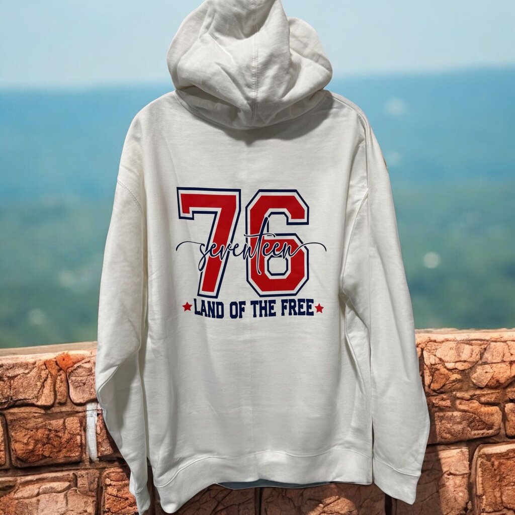 1776 Patriotic White Hoodie 2XL